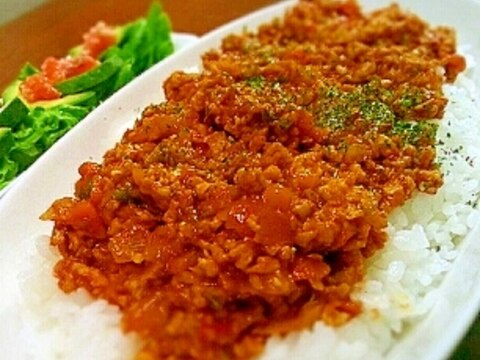 鶏ひき肉と無水鍋で♡ヘルシーキーマカレー